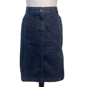 Vintage L.L. Bean Skirt sz 12 Denim Jean Classic Fit Knee A Line Stretch Casual